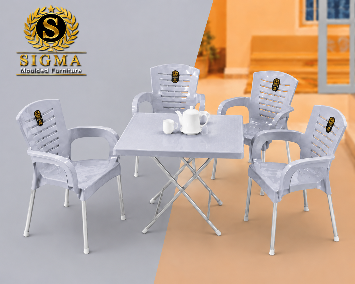 SIGMA Modern Plastic Chair - gray