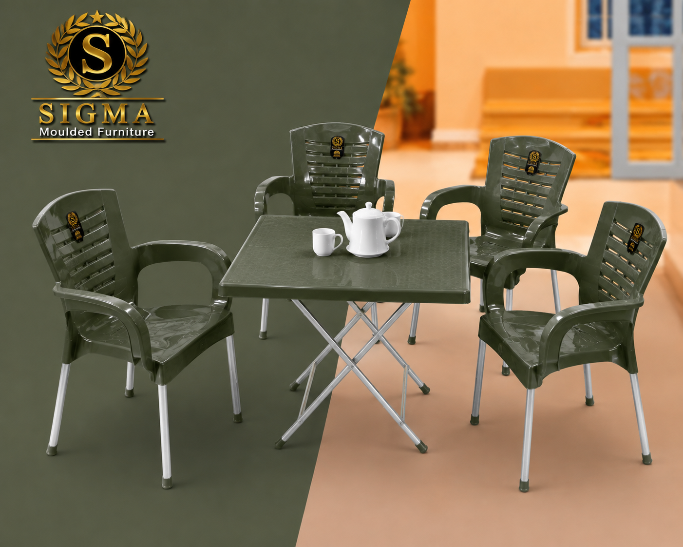 SIGMA Modern Plastic Chair - olive