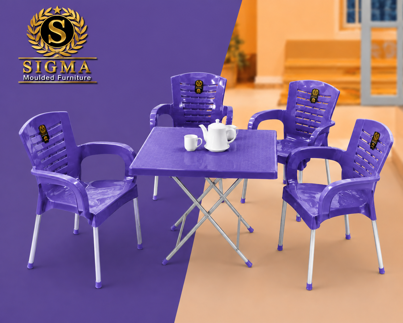 SIGMA Modern Plastic Chair - purple