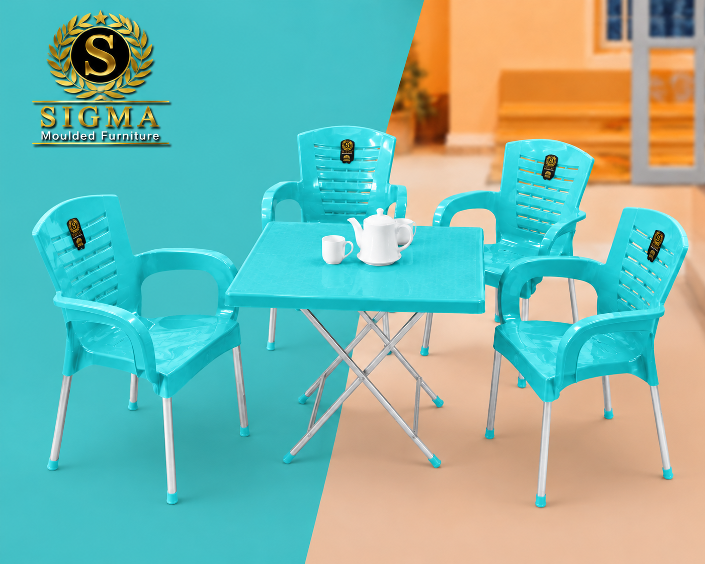 SIGMA Modern Plastic Chair - skyblue